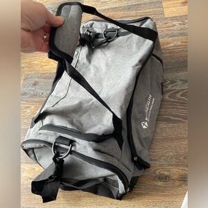 Grey Duffel Bag with Shoulder Strap